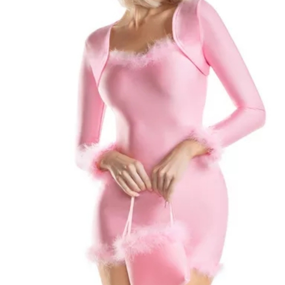 Adult Halloween Costume Y2K Pink Mini Dress Sz Medium NWT - Picture 5 of 11